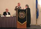New association president Wadena County Sheriff Mike Carr became the Minnesota Sheriffs Association President, sworn in by Judge Sally Ireland Robertson. At left is outgoing MSA President Richard Stanek, Hennepin County Sheriff. (Submitted photo)