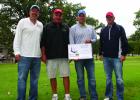 The winning team at Lakewood Health System Foundation’s 23rd Annual Golf Classic was Refine Dermatique Skin & Laser. The team included, from left, Blaine Quast, Dan Orth, Brad Anderson and Randy Misegades. (Submitted photo)